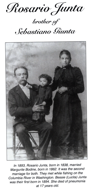 Rosario Junta seated with a young child on his lap beside his wife, Marguerite