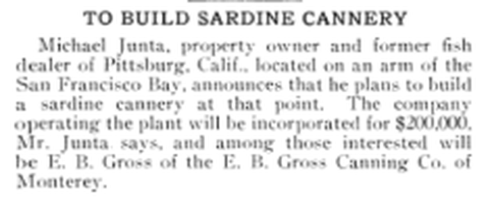 Western Canner and Packer, 1927, page 35, To Build Sardine Cannery