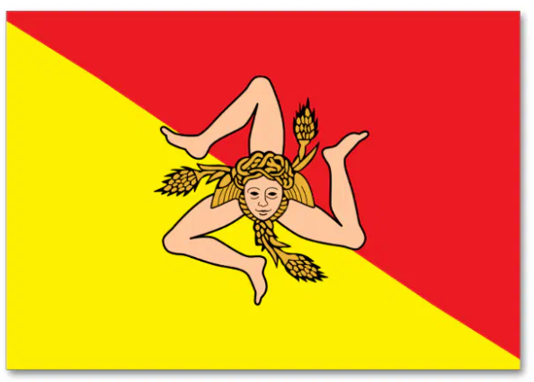 Flag of Sicily with the Trinacria symbol